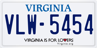 VA license plate VLW5454