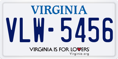 VA license plate VLW5456