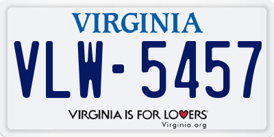 VA license plate VLW5457