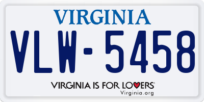 VA license plate VLW5458