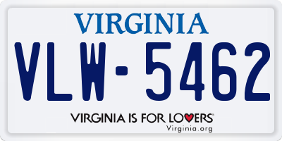 VA license plate VLW5462