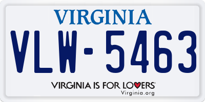 VA license plate VLW5463