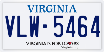 VA license plate VLW5464