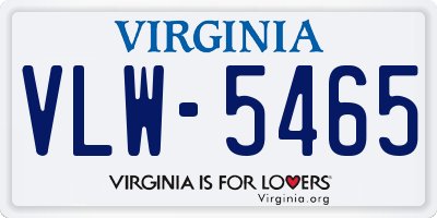 VA license plate VLW5465