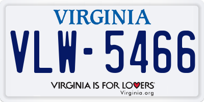 VA license plate VLW5466