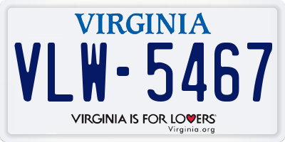 VA license plate VLW5467