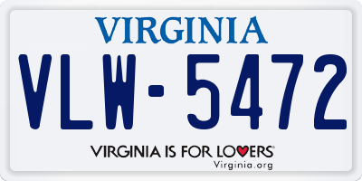 VA license plate VLW5472