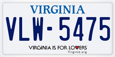 VA license plate VLW5475