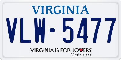 VA license plate VLW5477