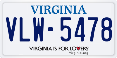 VA license plate VLW5478