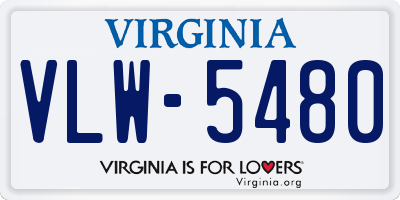 VA license plate VLW5480