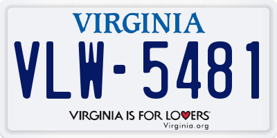 VA license plate VLW5481