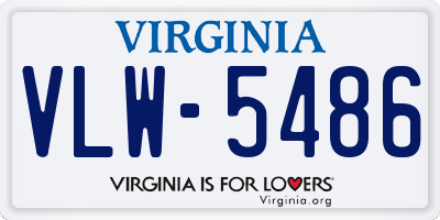 VA license plate VLW5486