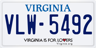 VA license plate VLW5492