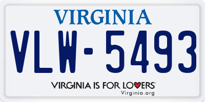 VA license plate VLW5493