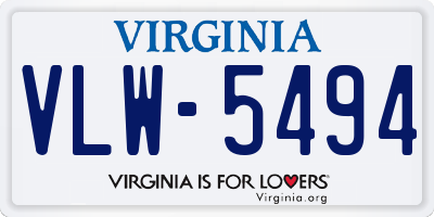 VA license plate VLW5494