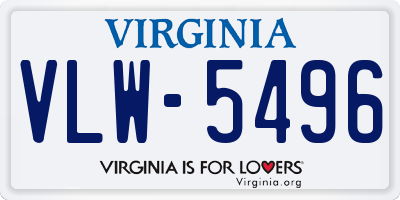 VA license plate VLW5496