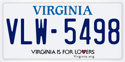 VA license plate VLW5498