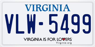 VA license plate VLW5499