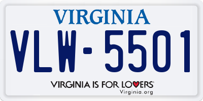 VA license plate VLW5501