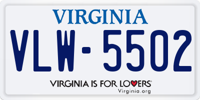 VA license plate VLW5502