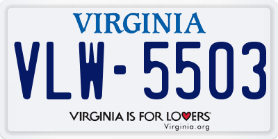 VA license plate VLW5503