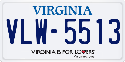 VA license plate VLW5513