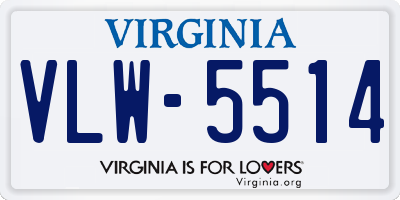 VA license plate VLW5514