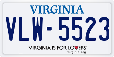 VA license plate VLW5523