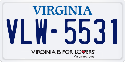 VA license plate VLW5531