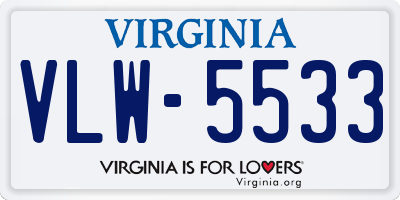 VA license plate VLW5533