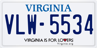 VA license plate VLW5534