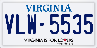 VA license plate VLW5535