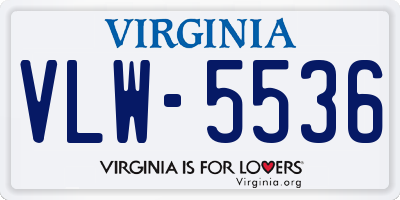 VA license plate VLW5536