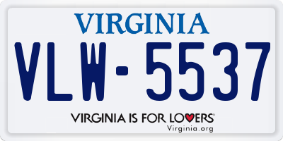 VA license plate VLW5537