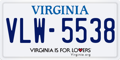 VA license plate VLW5538