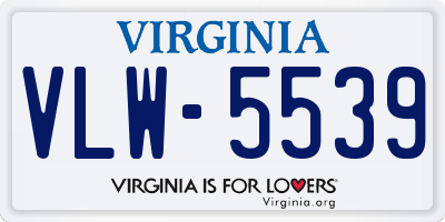 VA license plate VLW5539