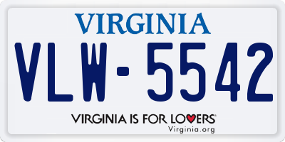 VA license plate VLW5542