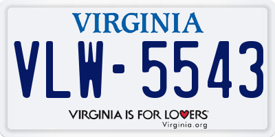 VA license plate VLW5543