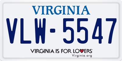 VA license plate VLW5547