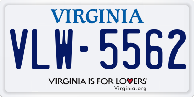 VA license plate VLW5562