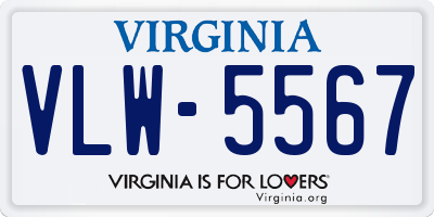 VA license plate VLW5567