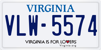 VA license plate VLW5574