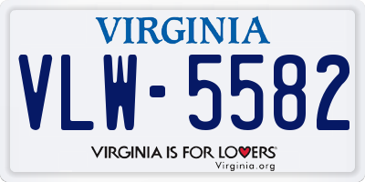 VA license plate VLW5582