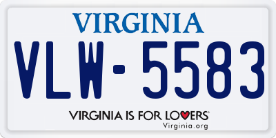 VA license plate VLW5583