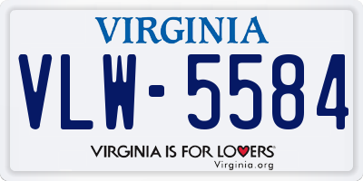 VA license plate VLW5584