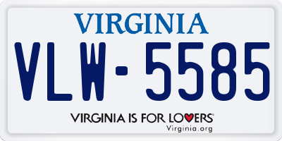 VA license plate VLW5585