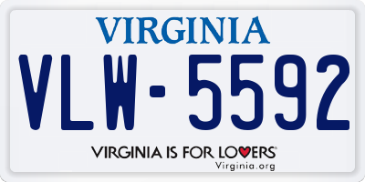 VA license plate VLW5592