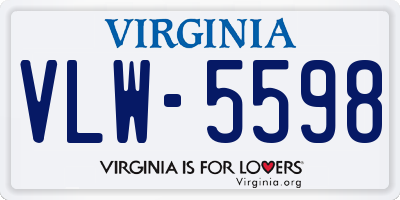 VA license plate VLW5598