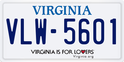 VA license plate VLW5601